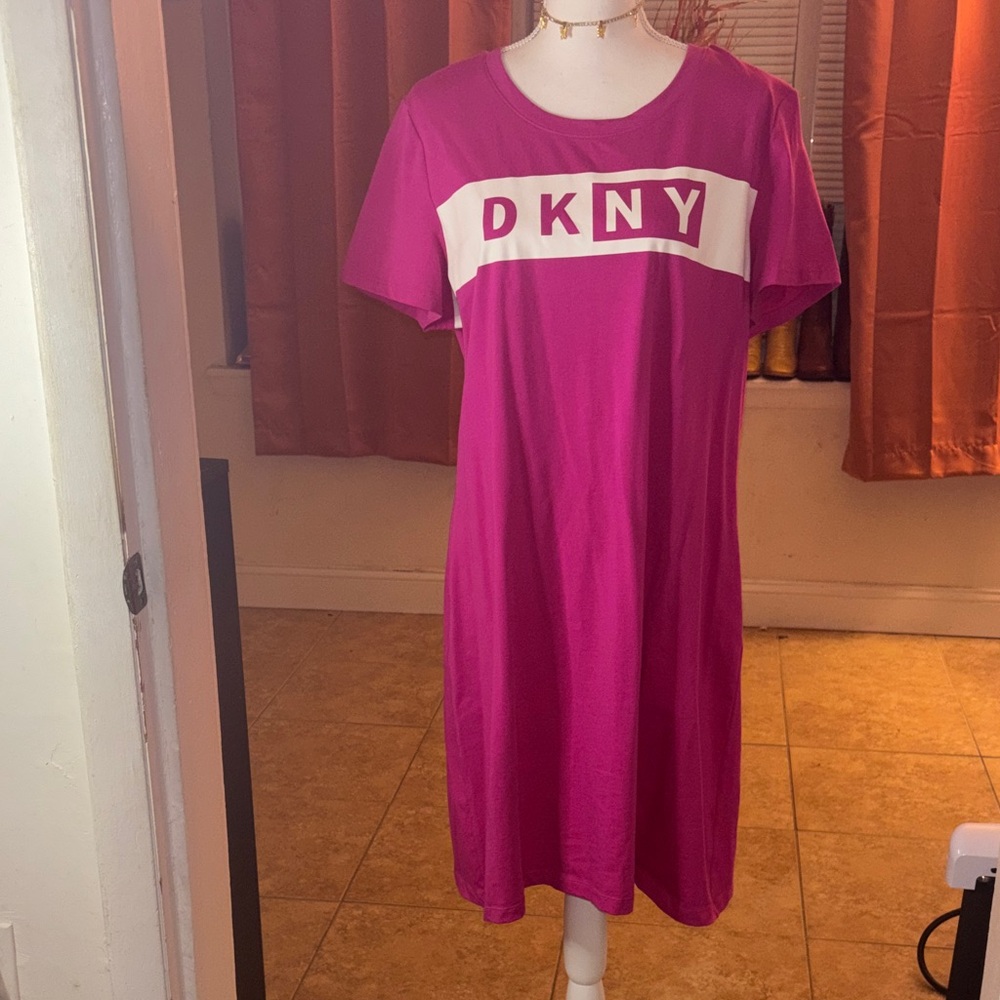 DKNY Fuchsia T-Shirt Dress